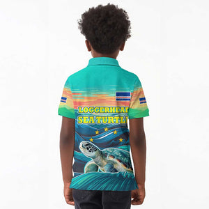 Cape Verde Kid Polo Shirt with Loggerhead Sea Turtle Ocean Sunset Spirit