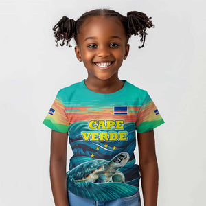 Cape Verde Kid T shirt with Loggerhead Sea Turtle Ocean Sunset Spirit