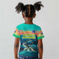 Cape Verde Kid T shirt with Loggerhead Sea Turtle Ocean Sunset Spirit