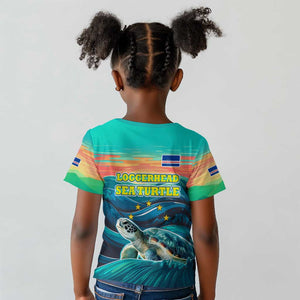 Cape Verde Kid T shirt with Loggerhead Sea Turtle Ocean Sunset Spirit