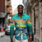 Cape Verde Long Sleeve Button Shirt with Loggerhead Sea Turtle Ocean Sunset Spirit