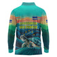 Cape Verde Long Sleeve Polo Shirt with Loggerhead Sea Turtle Ocean Sunset Spirit