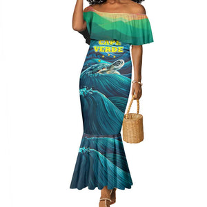Cape Verde Mermaid Dress with Loggerhead Sea Turtle Ocean Sunset Spirit