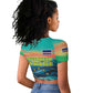 Cape Verde Raglan Cropped T shirt with Loggerhead Sea Turtle Ocean Sunset Spirit