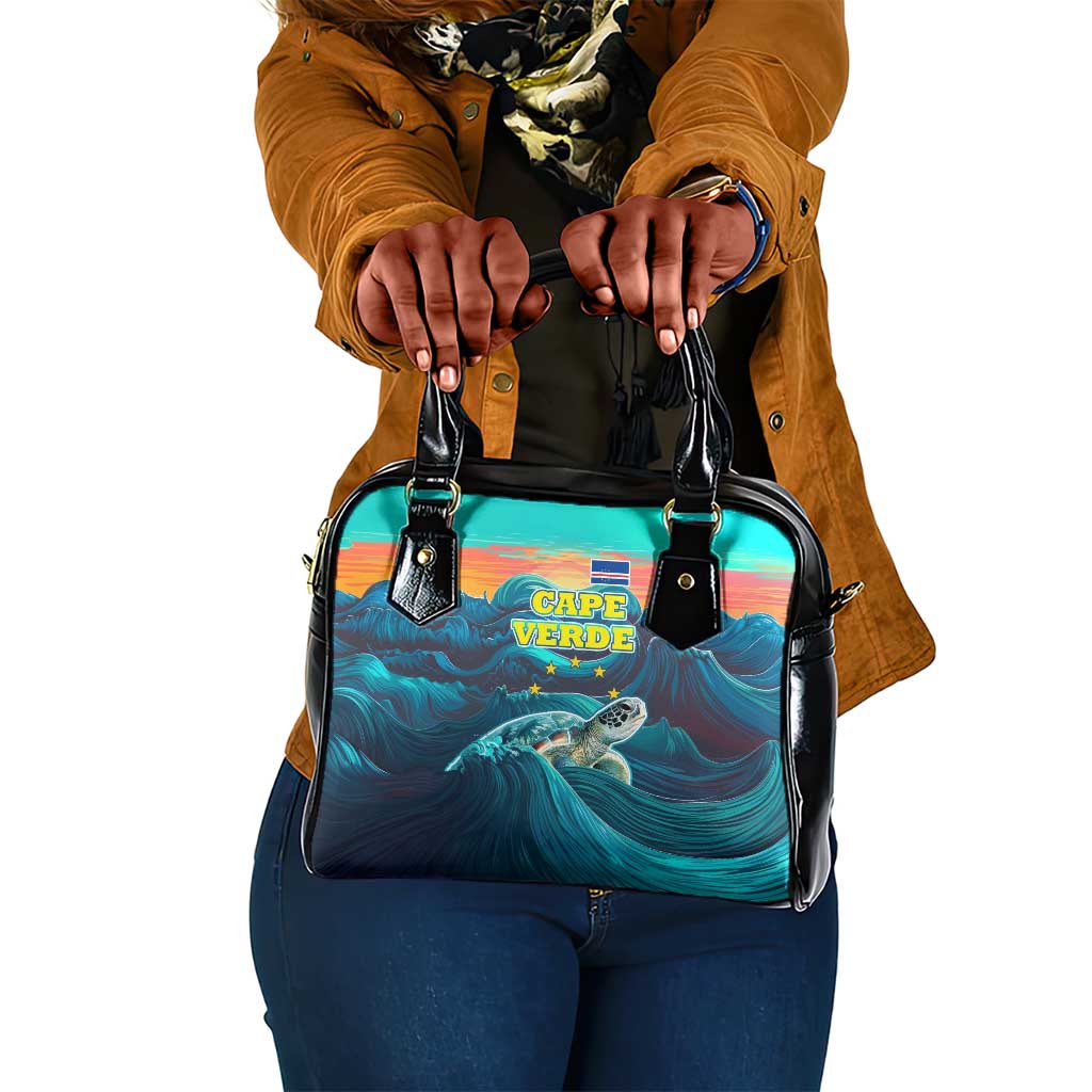 Cape Verde Shoulder Handbag with Loggerhead Sea Turtle Ocean Sunset Spirit