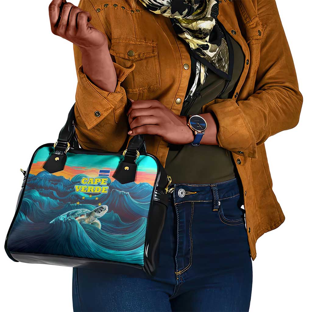 Cape Verde Shoulder Handbag with Loggerhead Sea Turtle Ocean Sunset Spirit