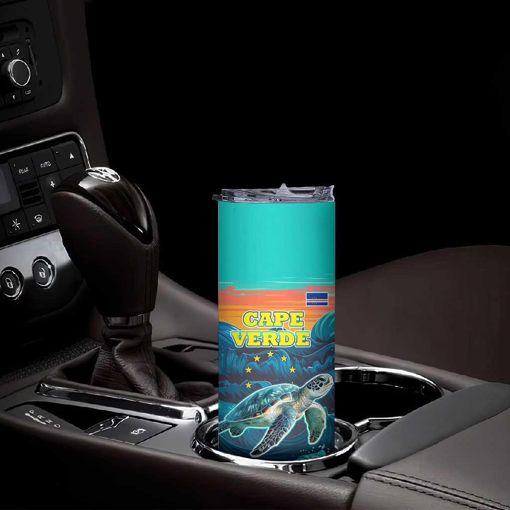 Cape Verde Skinny Tumbler with Loggerhead Sea Turtle Ocean Sunset Spirit