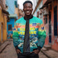 Cape Verde Sleeve Zip Bomber Jacket with Loggerhead Sea Turtle Ocean Sunset Spirit
