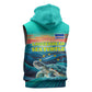 Cape Verde Sleeveless Zip Hoodie with Loggerhead Sea Turtle Ocean Sunset Spirit - African Pride