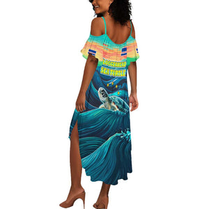 Cape Verde Summer Maxi Dress with Loggerhead Sea Turtle Ocean Sunset Spirit