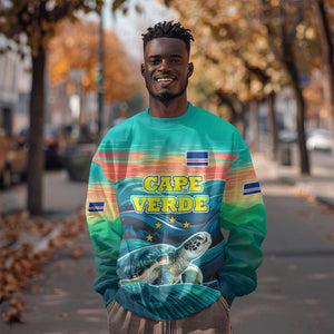 Cape Verde Sweatshirt with Loggerhead Sea Turtle Ocean Sunset Spirit