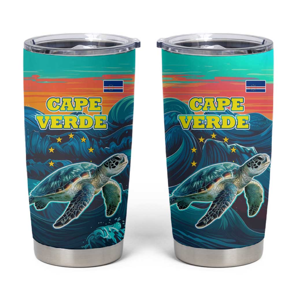 Cape Verde Tumbler Cup with Loggerhead Sea Turtle Ocean Sunset Spirit