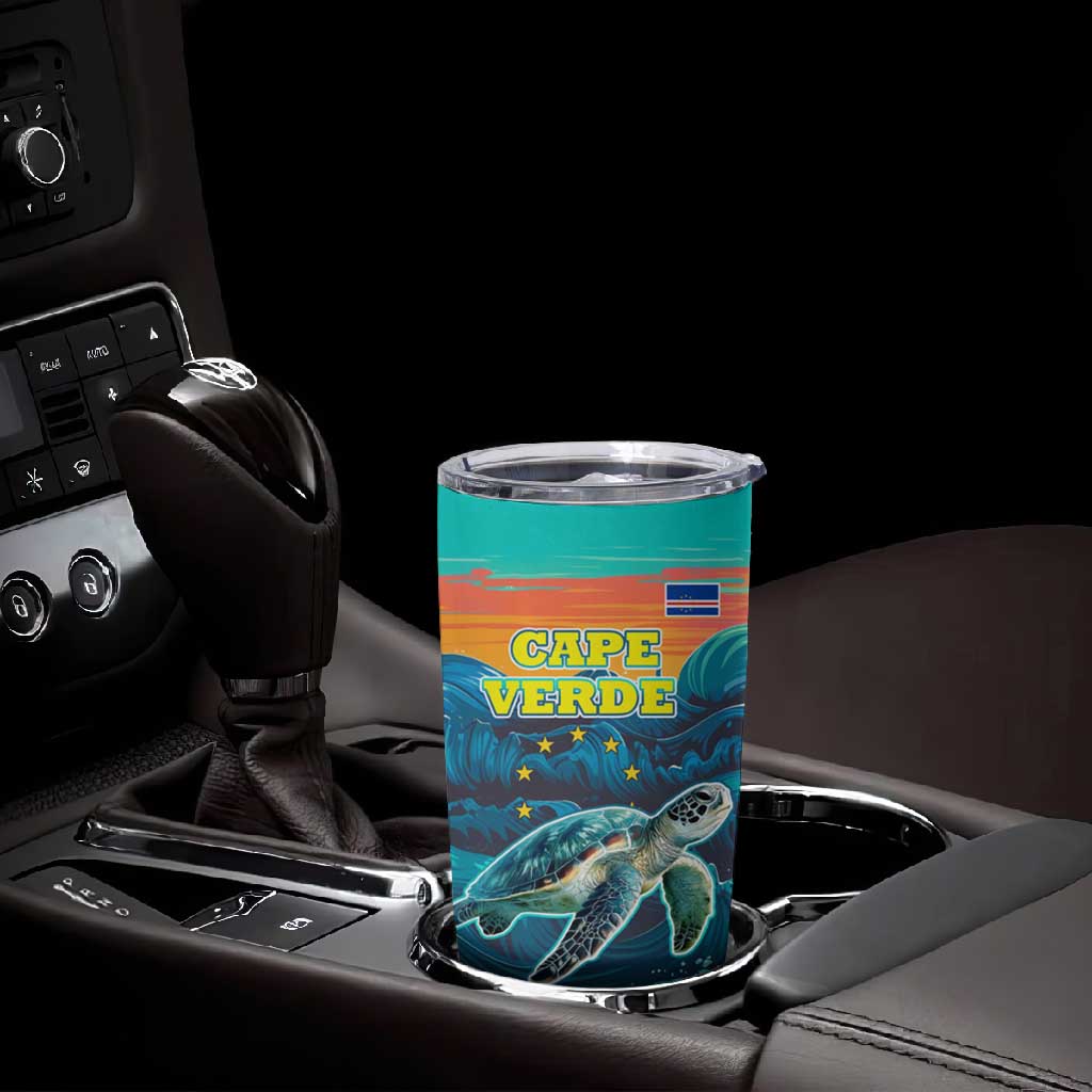 Cape Verde Tumbler Cup with Loggerhead Sea Turtle Ocean Sunset Spirit