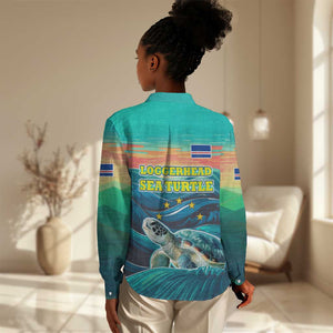 Cape Verde Women Casual Shirt with Loggerhead Sea Turtle Ocean Sunset Spirit
