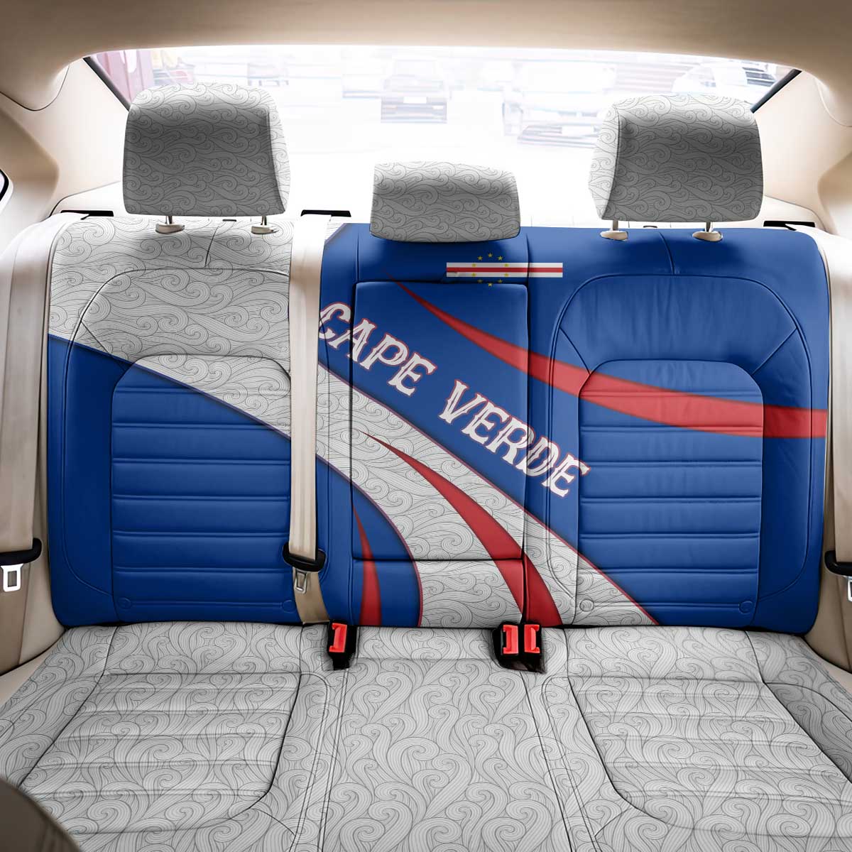 Cape Verde Back Car Seat Cover with Blue Red Flag Nós Kretxeu Spirit