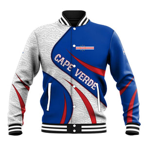 Cape Verde Baseball Jacket with Blue Red Flag Nós Kretxeu Spirit