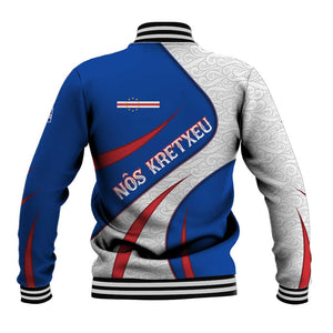 Cape Verde Baseball Jacket with Blue Red Flag Nós Kretxeu Spirit