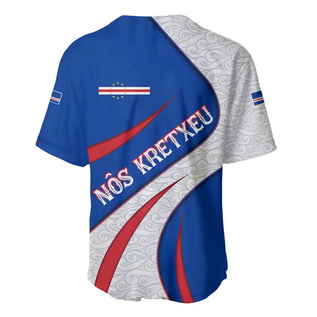 Cape Verde Baseball Jersey with Blue Red Flag Nós Kretxeu Spirit