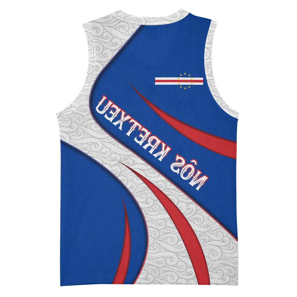 Cape Verde Basketball Jersey with Blue Red Flag Nós Kretxeu Spirit - African Pride