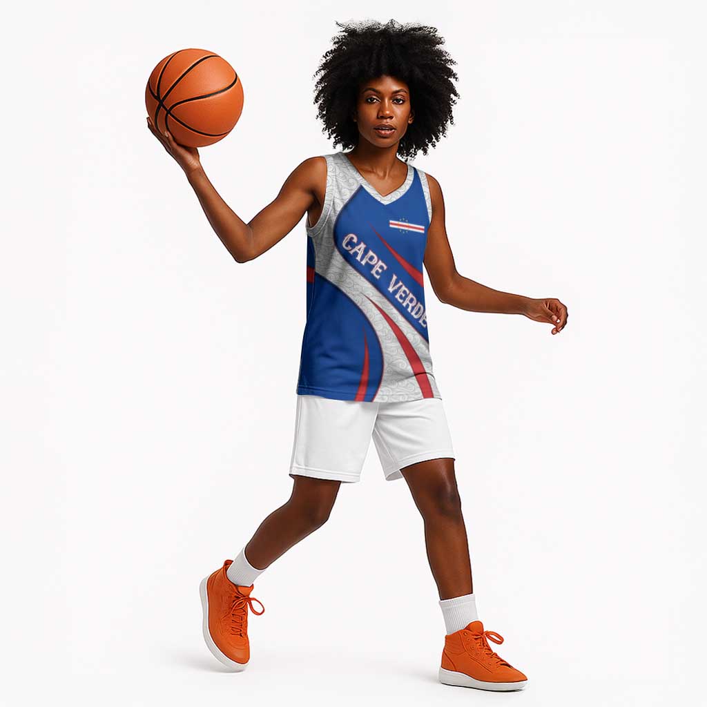 Cape Verde Basketball Jersey with Blue Red Flag Nós Kretxeu Spirit - African Pride