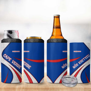 Cape Verde 4 in 1 Can Cooler Tumbler with Blue Red Flag Nós Kretxeu Spirit