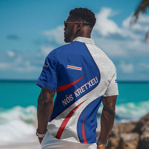 Cape Verde Hawaiian Shirt with Blue Red Flag Nós Kretxeu Spirit