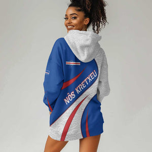 Cape Verde Hoodie Dress with Blue Red Flag Nós Kretxeu Spirit
