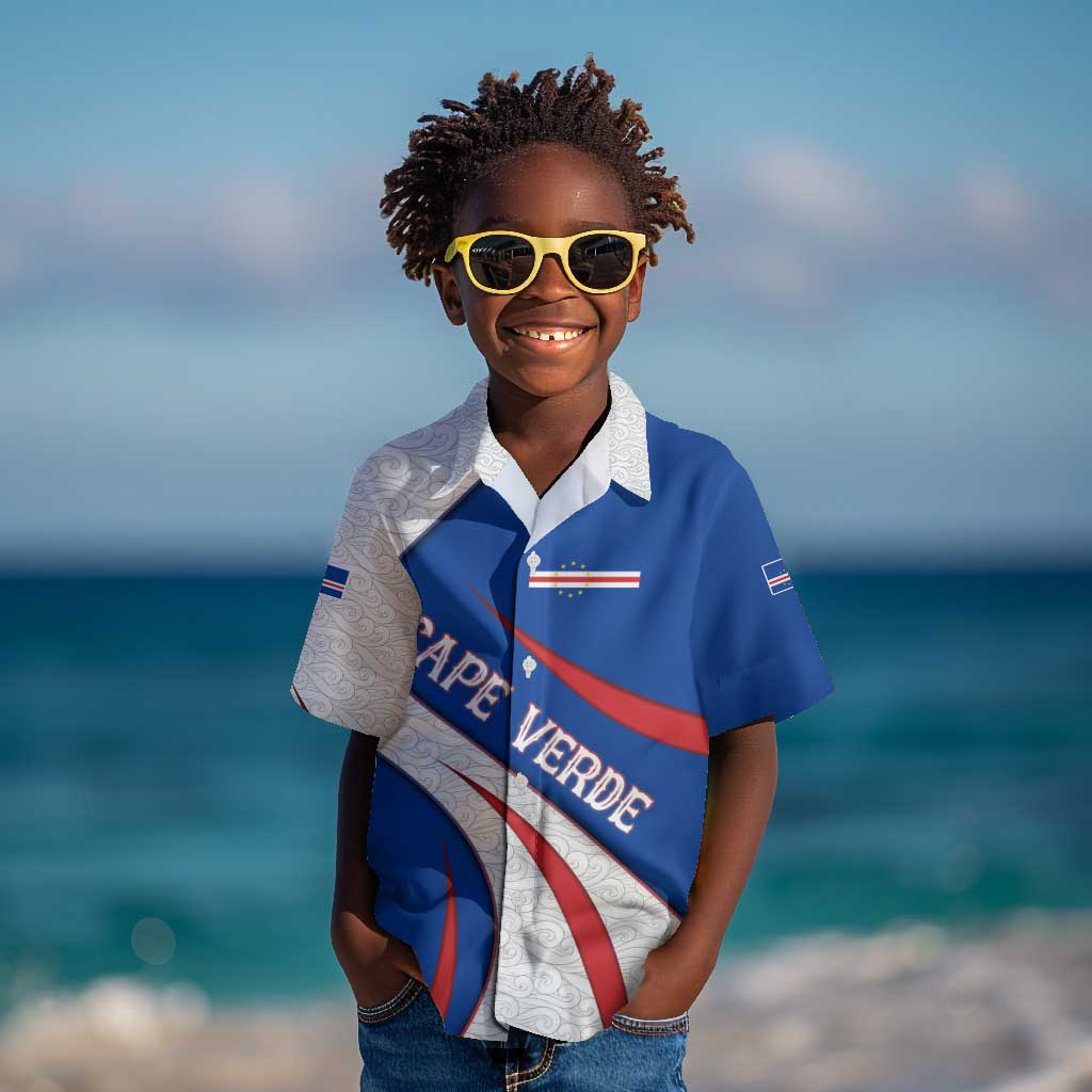 Cape Verde Kid Hawaiian Shirt with Blue Red Flag Nós Kretxeu Spirit