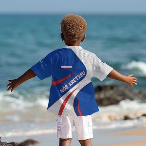 Cape Verde Kid Hawaiian Shirt with Blue Red Flag Nós Kretxeu Spirit