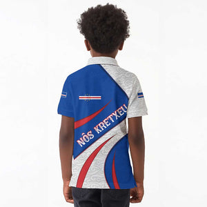 Cape Verde Kid Polo Shirt with Blue Red Flag Nós Kretxeu Spirit
