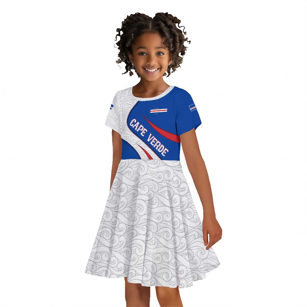 Cape Verde Kid Short Sleeve Dress with Blue Red Flag Nós Kretxeu Spirit