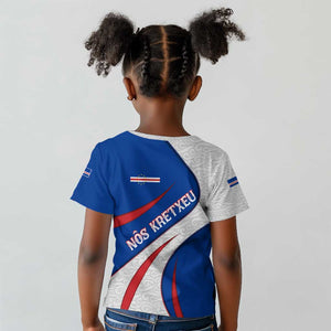 Cape Verde Kid T shirt with Blue Red Flag Nós Kretxeu Spirit