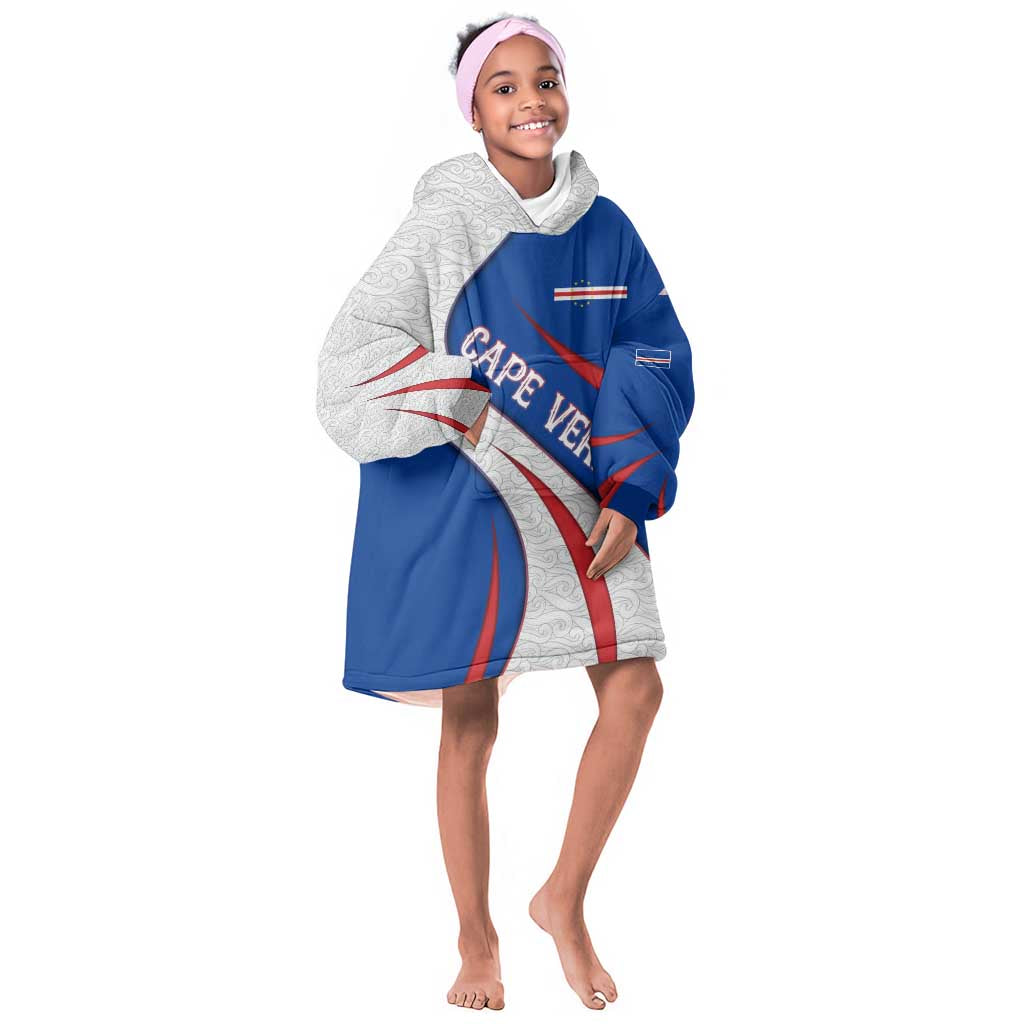 Cape Verde Kid Wearable Blanket Hoodie with Blue Red Flag Nós Kretxeu Spirit