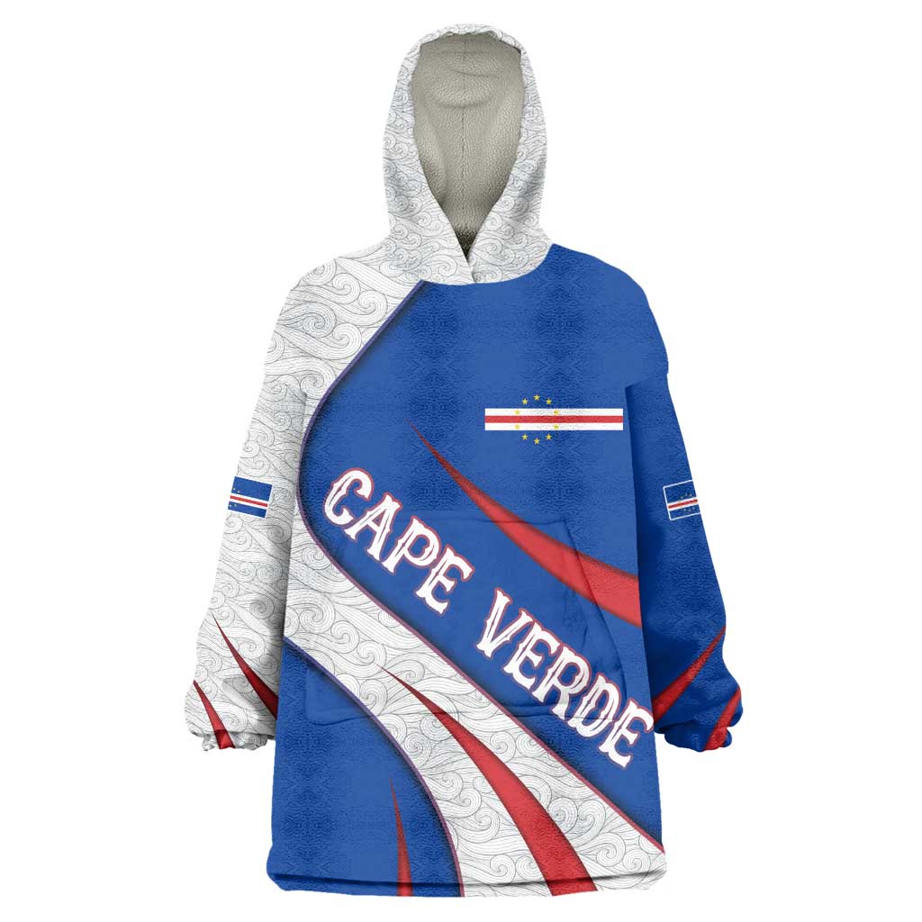 Cape Verde Kid Wearable Blanket Hoodie with Blue Red Flag Nós Kretxeu Spirit