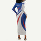 Cape Verde Long Sleeve Bodycon Dress with Blue Red Flag Nós Kretxeu Spirit