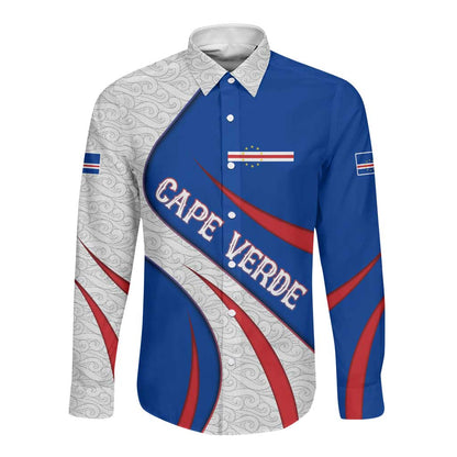 Cape Verde Long Sleeve Button Shirt with Blue Red Flag Nós Kretxeu Spirit