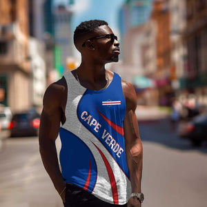 Cape Verde Men Tank Top with Blue Red Flag Nós Kretxeu Spirit