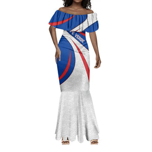 Cape Verde Mermaid Dress with Blue Red Flag Nós Kretxeu Spirit