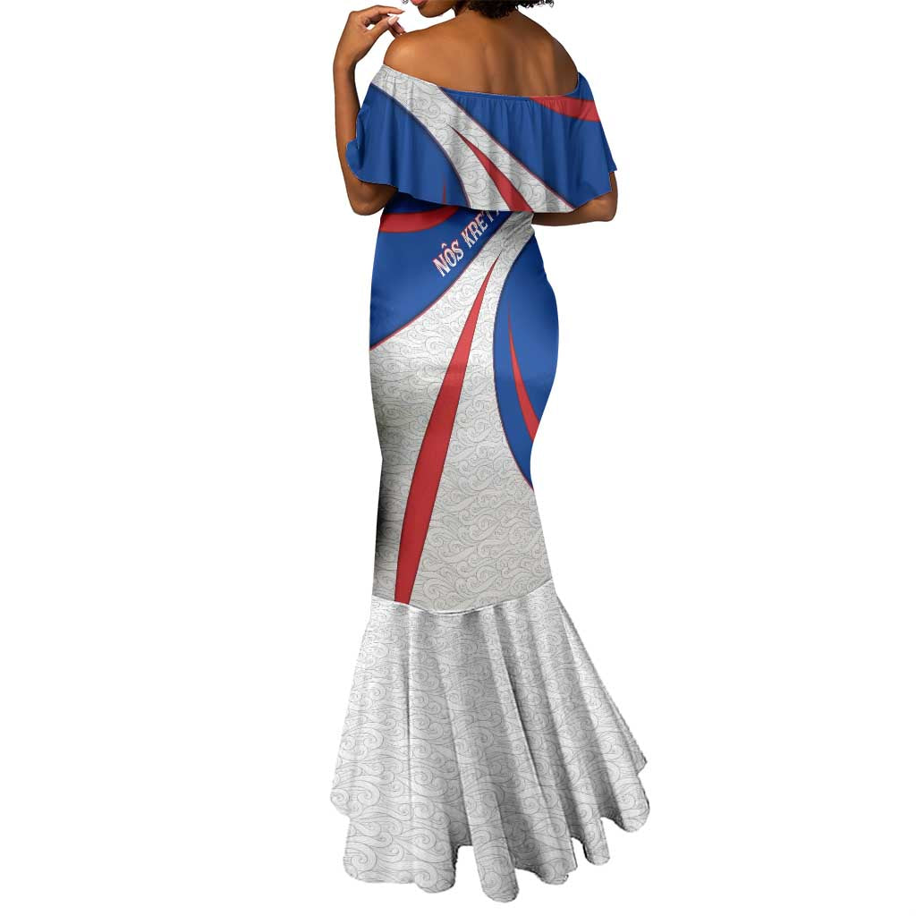 Cape Verde Mermaid Dress with Blue Red Flag Nós Kretxeu Spirit