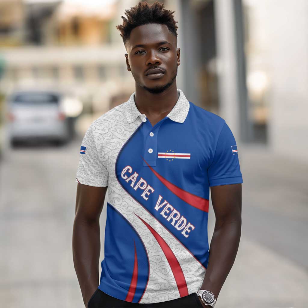 Cape Verde Polo Shirt with Blue Red Flag Nós Kretxeu Spirit