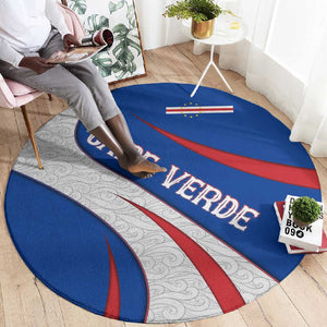 Cape Verde Round Carpet with Blue Red Flag Nós Kretxeu Spirit