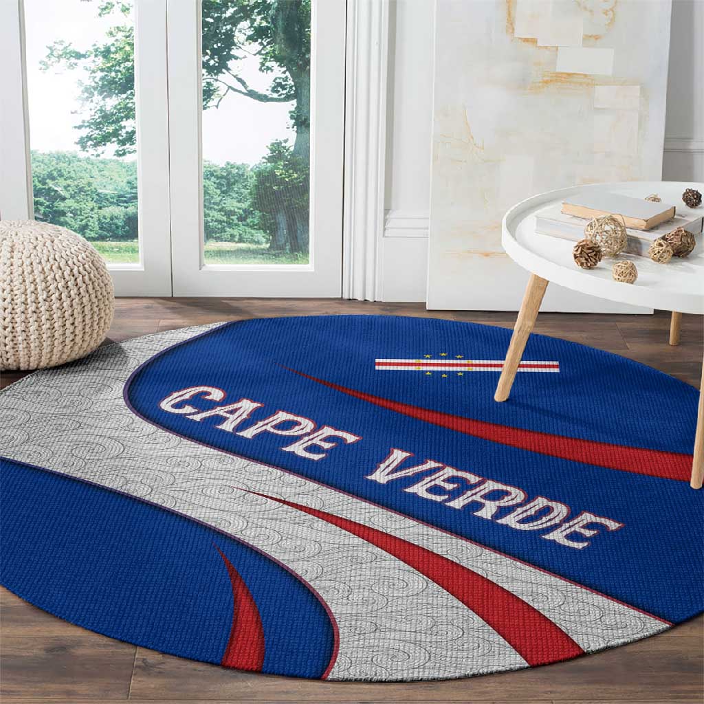 Cape Verde Round Carpet with Blue Red Flag Nós Kretxeu Spirit