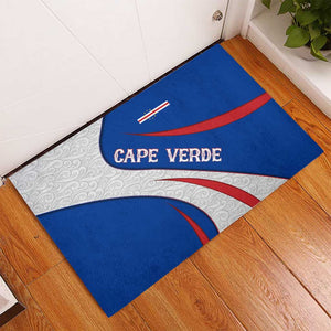 Cape Verde Rubber Doormat with Blue Red Flag Nós Kretxeu Spirit