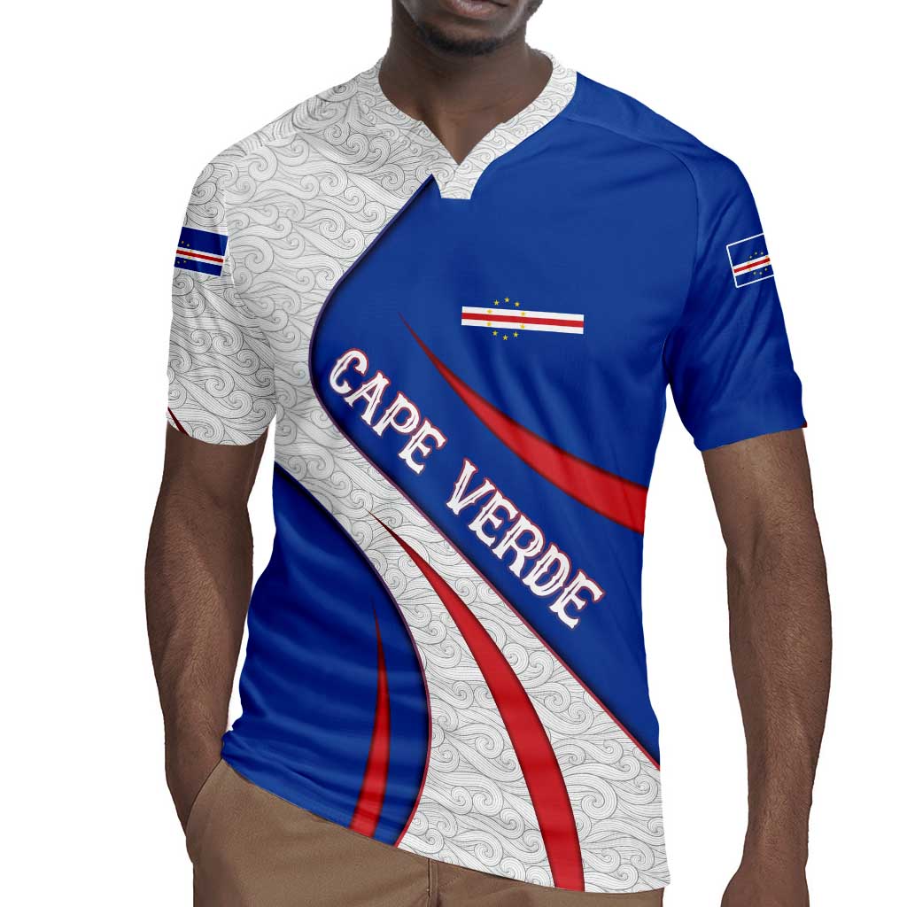 Cape Verde Rugby Jersey with Blue Red Flag Nós Kretxeu Spirit