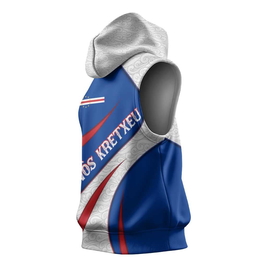 Cape Verde Sleeveless Hoodie with Blue Red Flag Nós Kretxeu Spirit - African Pride