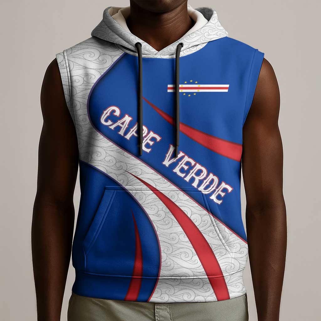 Cape Verde Sleeveless Hoodie with Blue Red Flag Nós Kretxeu Spirit - African Pride