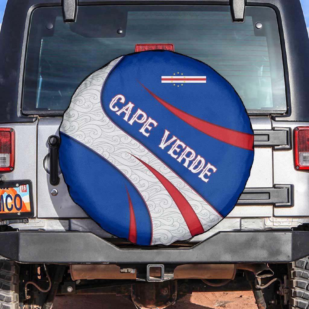 Cape Verde Spare Tire Cover with Blue Red Flag Nós Kretxeu Spirit