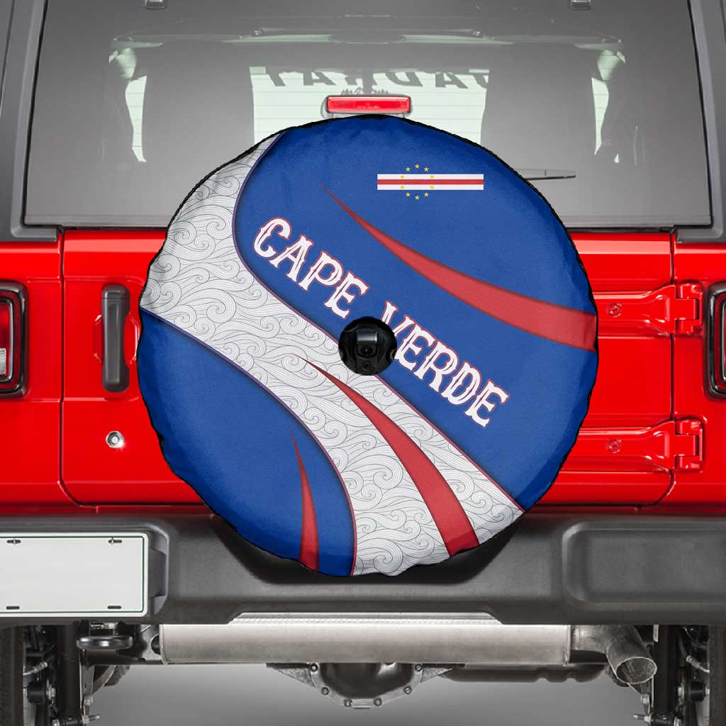 Cape Verde Spare Tire Cover with Blue Red Flag Nós Kretxeu Spirit