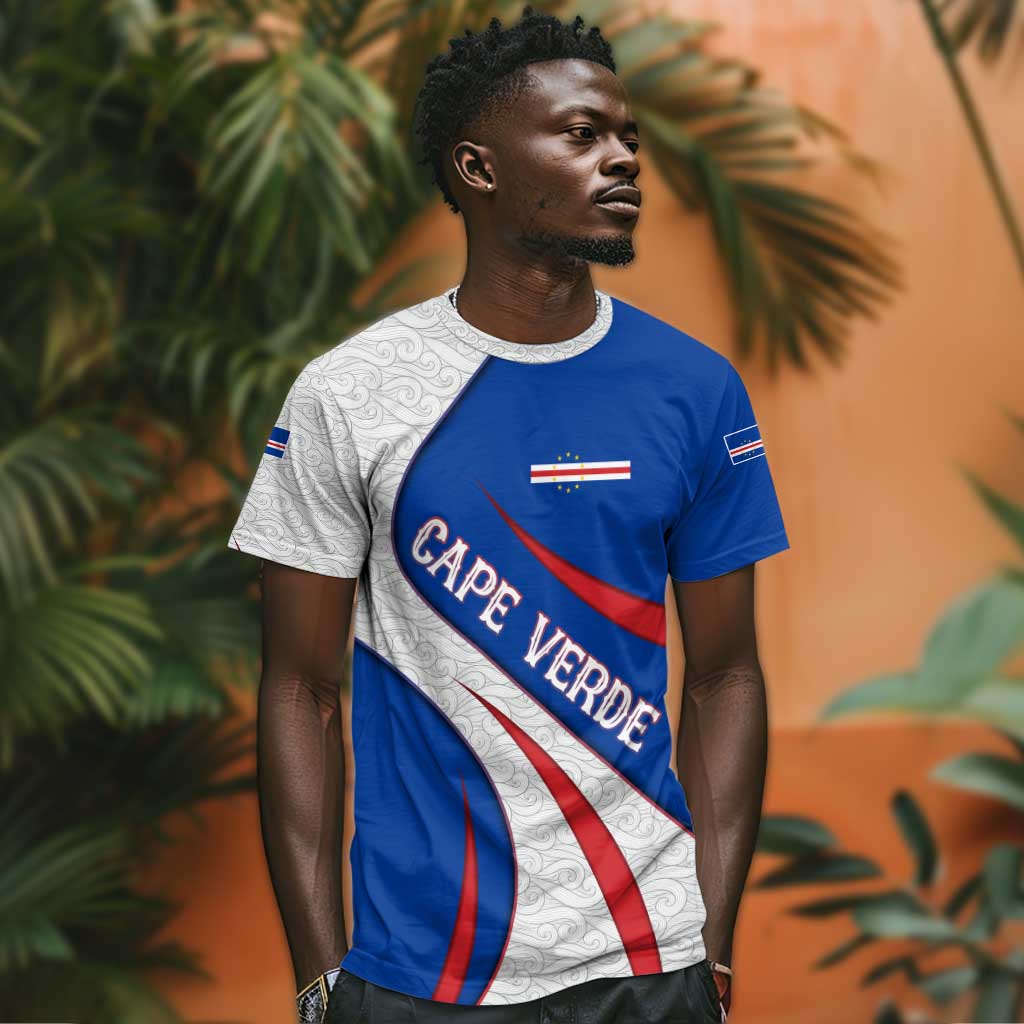 Cape Verde T shirt with Blue Red Flag Nós Kretxeu Spirit