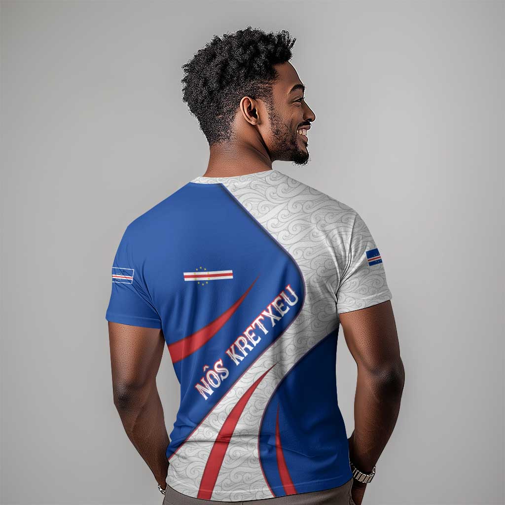 Cape Verde T shirt with Blue Red Flag Nós Kretxeu Spirit